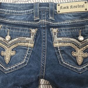 Rock Revival Denim Shorts with Silver Accents
